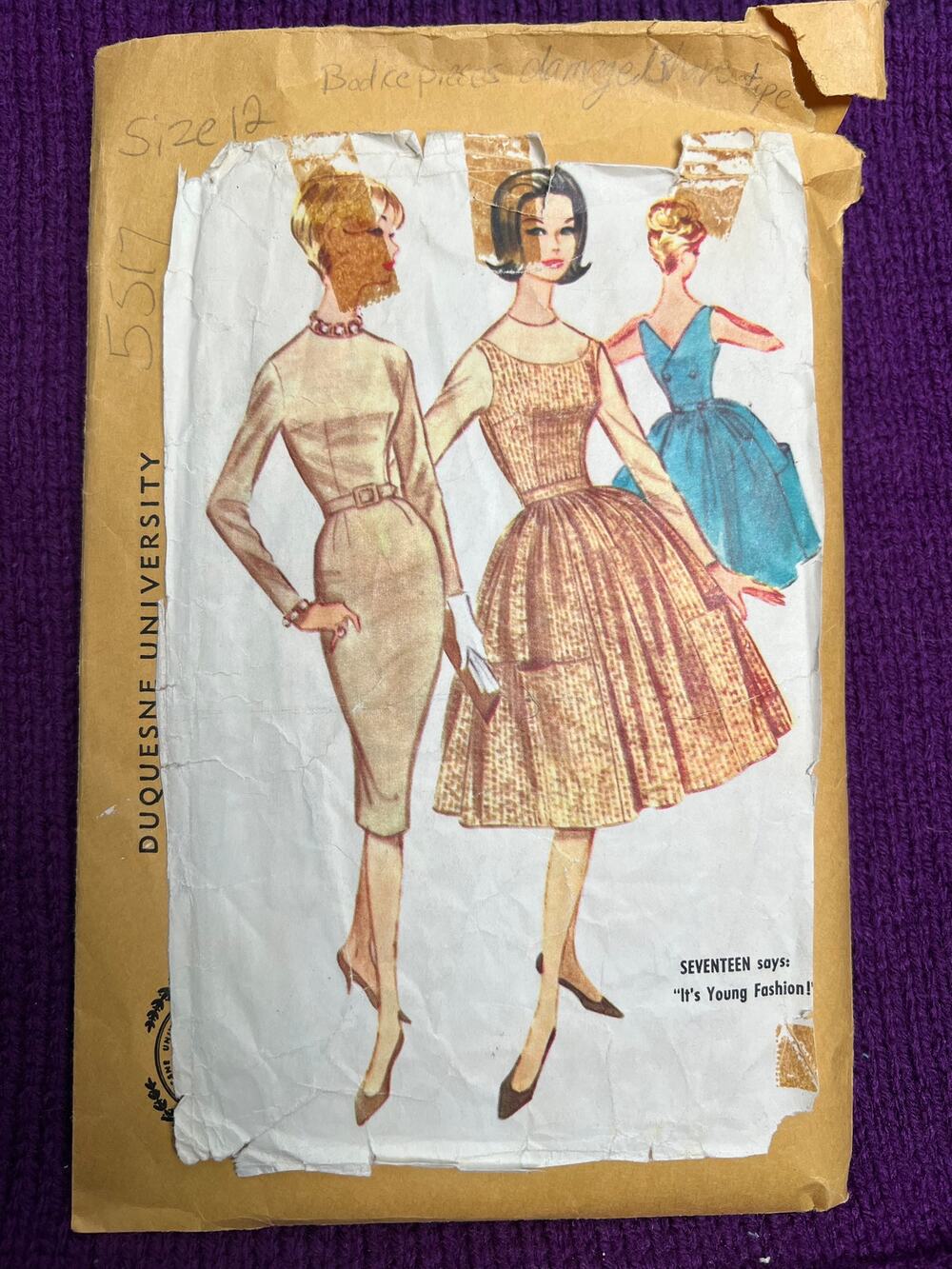 McCalls 5517 pattern dress straight skirt swing skirt 1950s size 12
